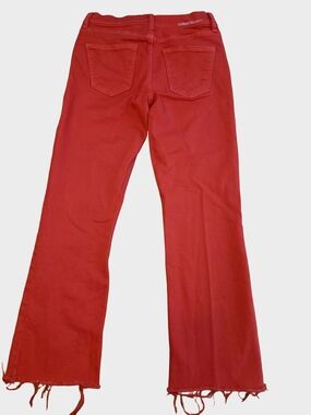 Current/Elliott Orange Jeans with Raw Hem